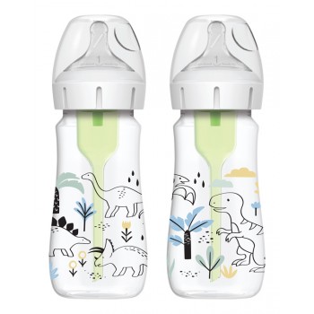 DR.BROWN'S Fľaša dojčenská Anti-colic Wide Neck Dino 270ml, 2ks