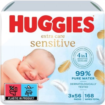 HUGGIES® Obrúsky vlhčené Extra Care Triplo 56x3 ks