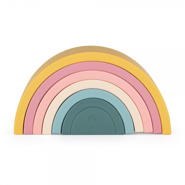 PETITE&MARS Hračka silikónová skladacia Rainbow Intense Ochre 12m+