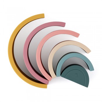 PETITE&MARS Hračka silikónová skladacia Rainbow Intense Ochre 12m+
