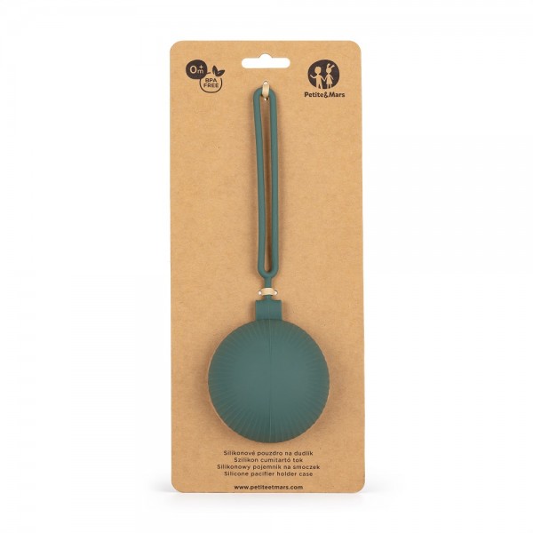 PETITE&MARS Puzdro silikónové na cumlík Misty Green 0m+
