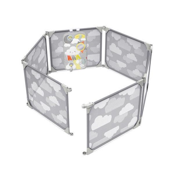SKIP HOP Ohrádka/zábrana s hracím panelom 2v1 rozšíriteľná grey 6 m+