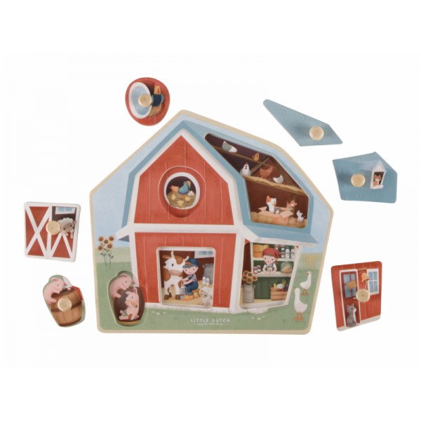 LITTLE DUTCH Puzzle vkladacie drevené Farma