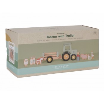 LITTLE DUTCH Traktor s prívesom drevený Farma