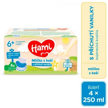 3x HAMI Mliečko s kašou s príchuťou vanilky 4x250 ml