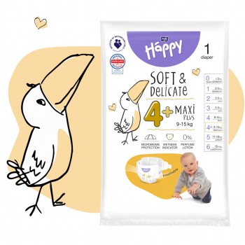 BELLA HAPPY Baby Plienky jednorazové Maxi Plus 9-15 kg Big Pack 56 ks