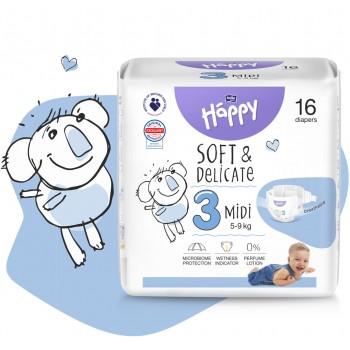 BELLA HAPPY Baby Plienky jednorazové Midi 5-9 kg 16 ks