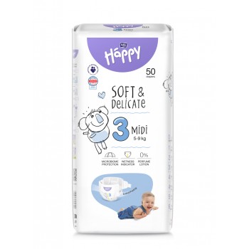 BELLA HAPPY Baby Plienky jednorazové Midi 5-9 kg 50 ks