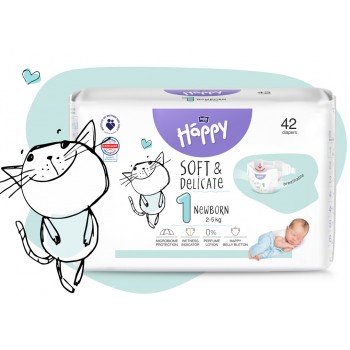 BELLA HAPPY Baby Plienky jednorazové New Born 2-5 kg ​​42 ks