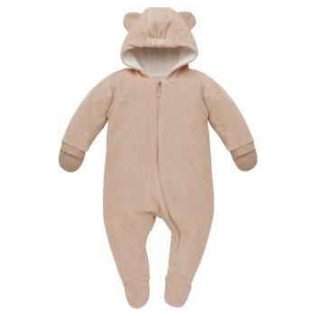 PINOKIO Overal na zips prechodný velvet Lovely Day uni béžová bavlna veľ.56