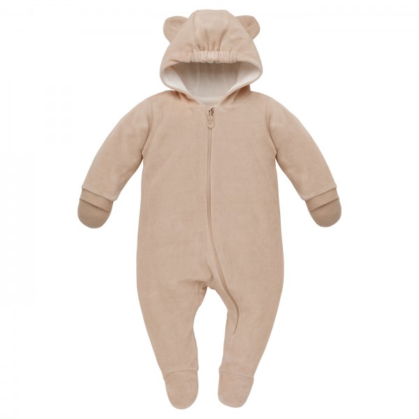PINOKIO Overal na zips prechodný velvet Lovely Day uni béžová bavlna veľ.56