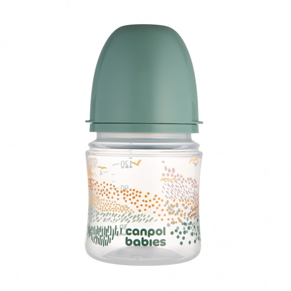 CANPOL BABIES Fľaša dojčenská antikoliková Easystart Mountains 120 ml - zelená