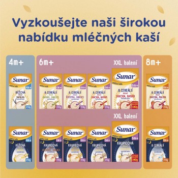 SUNAR Kaša mliečna XXL mix príchutí, 6m+, 6x340g