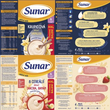 SUNAR Kaša mliečna XXL mix príchutí, 6m+, 6x340g