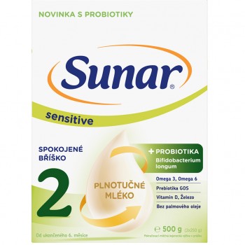 SUNAR Sensitive 2 Mleko pokračovacie 500 g, 6m+