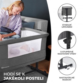 KINDERKRAFT Postieľka detská polohovateľná Neste grow Light Grey Full Wood