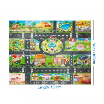 Podložka hracia edukačná s dopravnými značkami farebná ulica 130x100 cm
