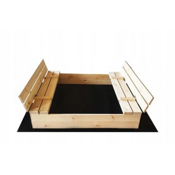 Drevené pieskovisko s lavičkami prírodné 120x150 cm