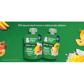 GERBER Kapsička organic ovocná mango a broskyňa s kokosovým mliekom 80 g, 6+