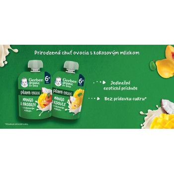 GERBER Kapsička organic ovocná mango a broskyňa s kokosovým mliekom 80 g, 6+