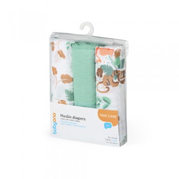 BABYONO Plienky mušelínové Super Soft 3 ks - Mint, 70x70 cm