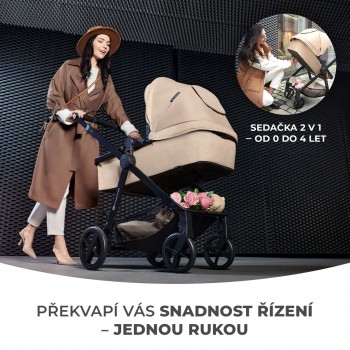 KINDERKRAFT Kočík kombinovaný 3v1 Newly Sand beige + Mink PRO