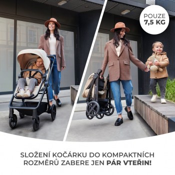 KINDERKRAFT Kočík kombinovaný 3v1 Newly Sand beige + Mink PRO