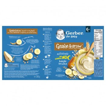 GERBER Kaša mliečna pšenično-ovsená banán a hruška 200 g, 6+