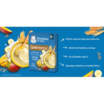 GERBER Kaša mliečna pšenično-ovsená banán a mango 200 g, 8+