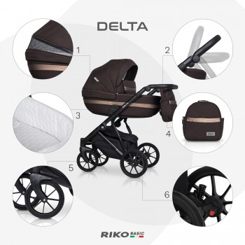 Zestaw 3w1 wózek dziecięcy Riko Basic Delta 04 Chocolate 