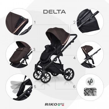 Zestaw 3w1 wózek dziecięcy Riko Basic Delta 04 Chocolate 