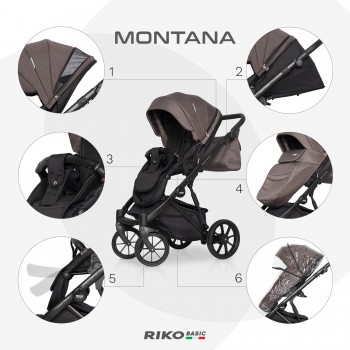 Zestaw 3w1 wózek dziecięcy Riko Basic Montana 01 Taupe 