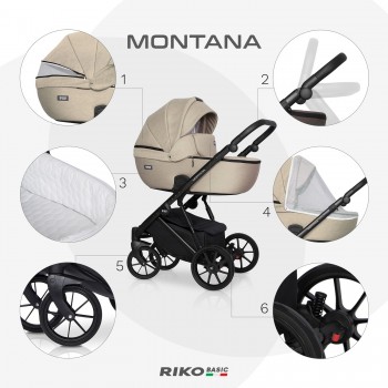 Zestaw 3w1 wózek dziecięcy Riko Basic Montana 02 Sand 