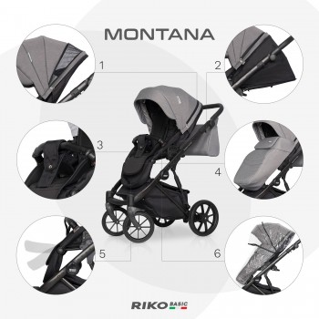 Zestaw 3w1 wózek dziecięcy Riko Basic Montana 04 Onyx 