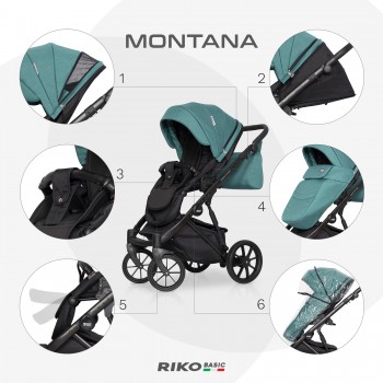 Zestaw 3w1 wózek dziecięcy Riko Basic Montana 06 Lagoon 