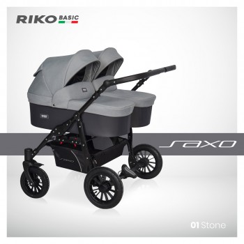 Riko Basic Saxo 02 Stone kombinovaný kočík pre dvojičky