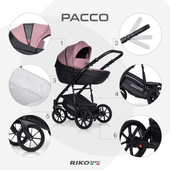 Zestaw 3w1 wózek dziecięcy Riko Basic Pacco 02 Pink 