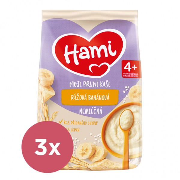 3x HAMI Moja prvá kaša nemliečna ryžová banánová 4+, 170g