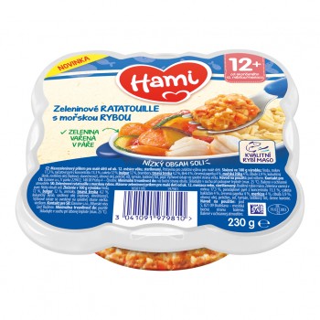 HAMI Príkrm v tanieriku Zeleninové ratatouille s morskou rybou 230g, 12+