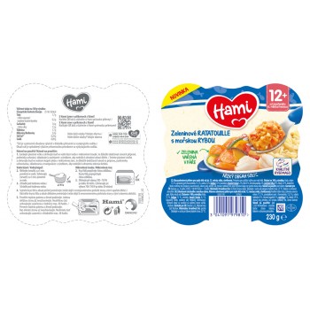 HAMI Príkrm v tanieriku Zeleninové ratatouille s morskou rybou 230g, 12+