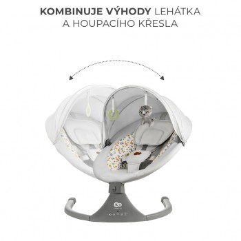 KINDERKRAFT Lehátko pohupujúce s melódiou 2v1 Lumi, do 9 kg, Premium Light Grey