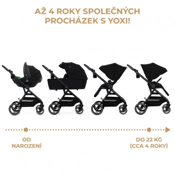 KINDERKRAFT SELECT Kočík kombinovaný Yoxi 2v1 Pure Black