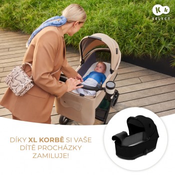 KINDERKRAFT SELECT Kočík kombinovaný Yoxi 2v1 Pure Black