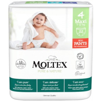 2x MOLTEX Pure&Nature Nohavičky plienkové jednorázové 4 Maxi (7-12 kg) 22 ks