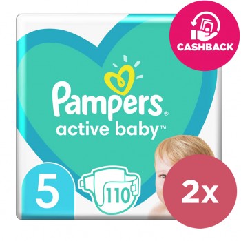 2x PAMPERS Active Baby 5 (11-16 kg) 110 ks MEGA PACK - jednorázové pleny