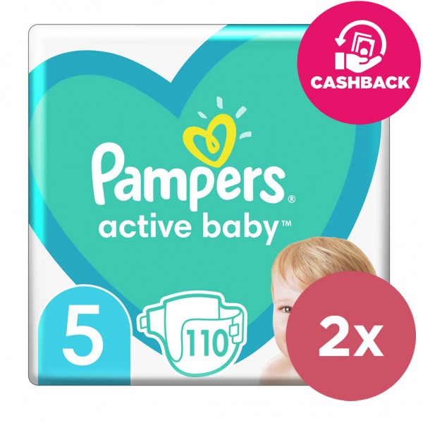 2x PAMPERS Active Baby 5 (11-16 kg) 110 ks MEGA PACK - jednorázové pleny