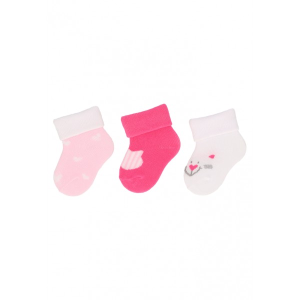 STERNTALER Ponožky mačička 3ks v balení ružová dievča veľ. 0 0-1m