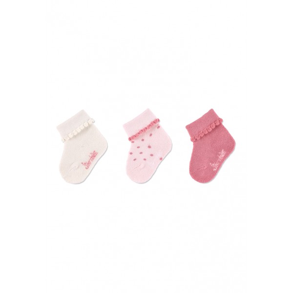 STERNTALER Ponožky krátke bavlna GOTS 3ks v balení ružová dievča veľ. 14 0-4m