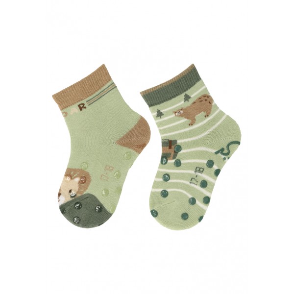 STERNTALER Ponožky protišmykové na lozenie Lev a Les ABS 2ks v balení zelená chlapec veľ. 18 6-12m