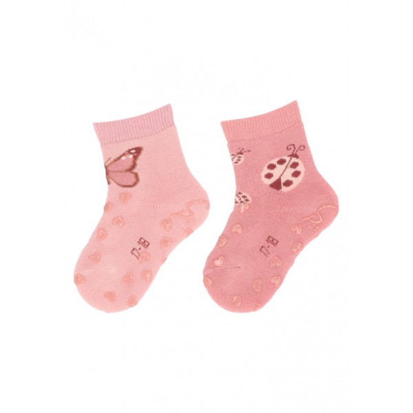 STERNTALER Ponožky protišmykové na lozenie Motýlik a Lienka ABS 2ks ružová dievča veľ. 18 6-12m